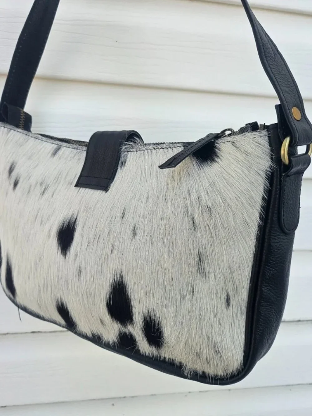 Real Fur Hair Bag Handmade Cross Body Bag Genuine Leather Shoulder Bag Purse New - Picture 7 of 12